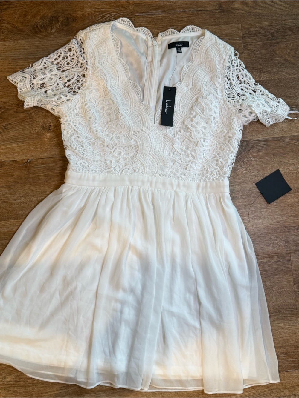 Lulu's White Lace Scallop-Edge Dress